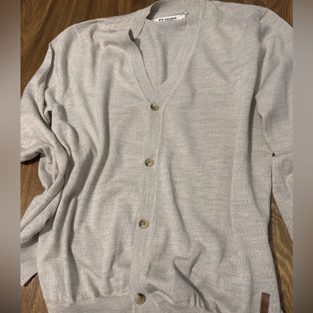 Ben Sherman Cream Wool Cardigan Sweater